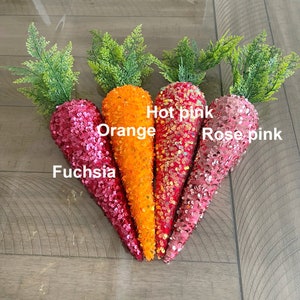 Velvet carrots, choose your colors. Sequin carrots, Easter decor, wreath attachment. image 5