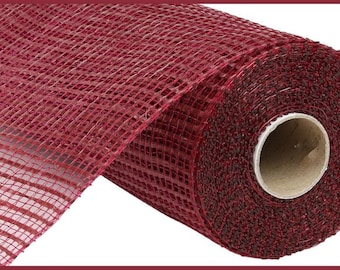 Burgundy deco mesh, 10" x 10yd Horizontal Wide Stripe Mesh.