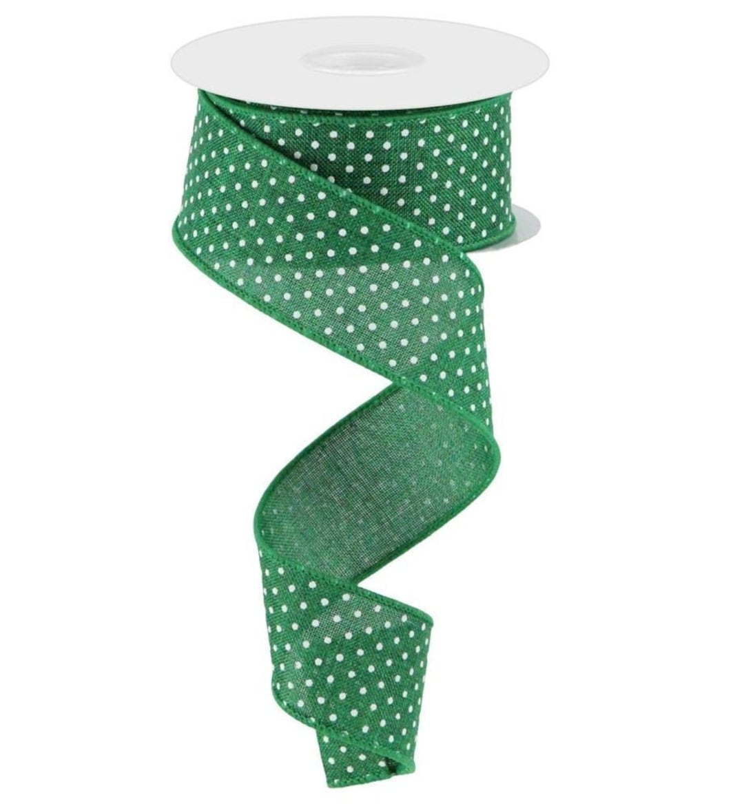 Wired Emerald Ribbon Swiss Dots Wreath Ribbon 1.5x10yd Etsy