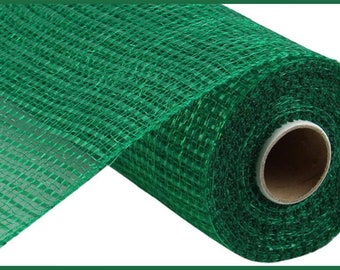 Emerald green deco mesh, 10" x 10yd Horizontal Wide Stripe Mesh.