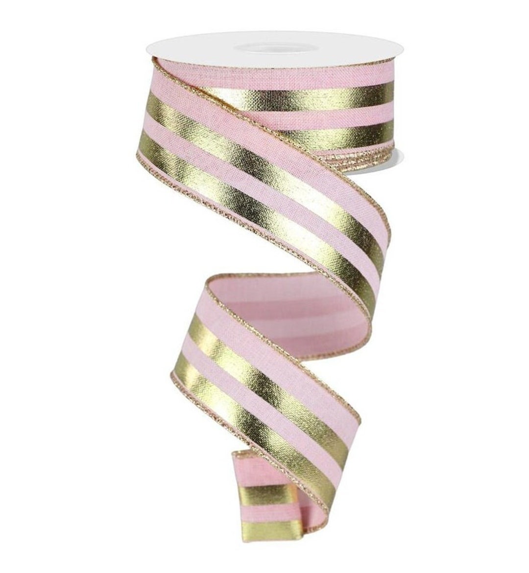Wired Pink Gold Ribbon, 1.5