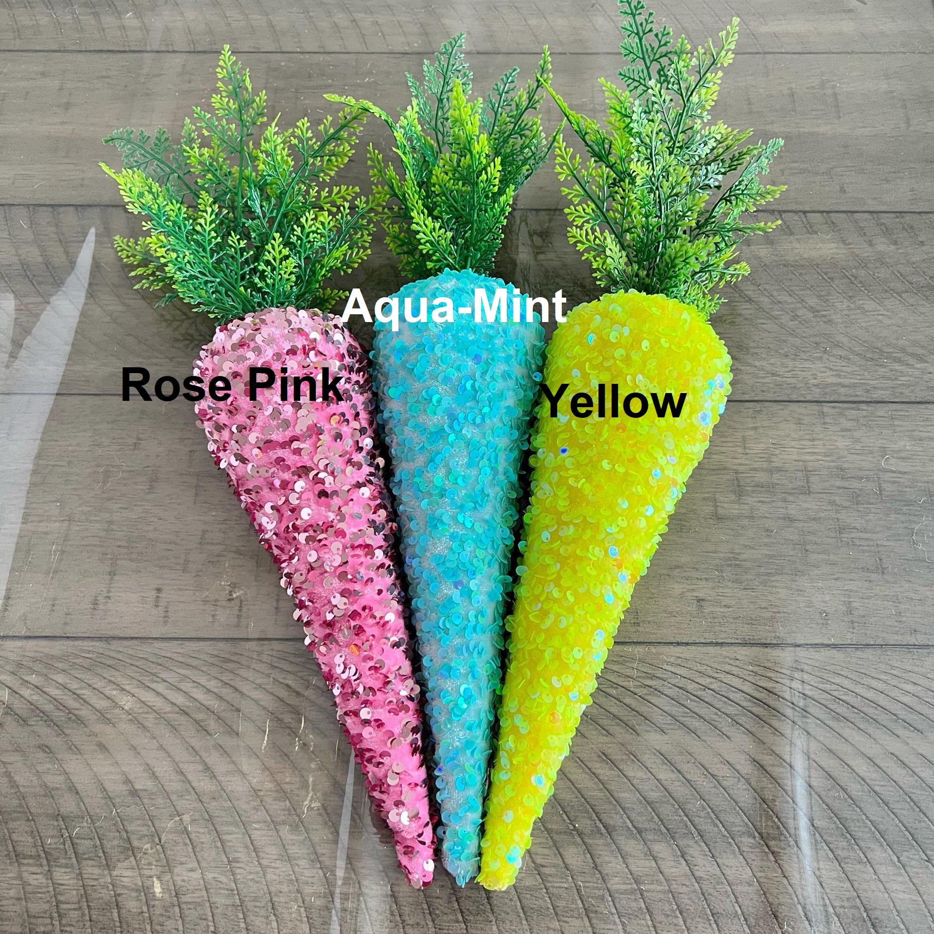 Velvet carrots, Sequin carrots, Easter decor, wreath attachment.