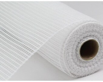 White deco mesh, 10" x 10yd Horizontal Wide Stripe Mesh.