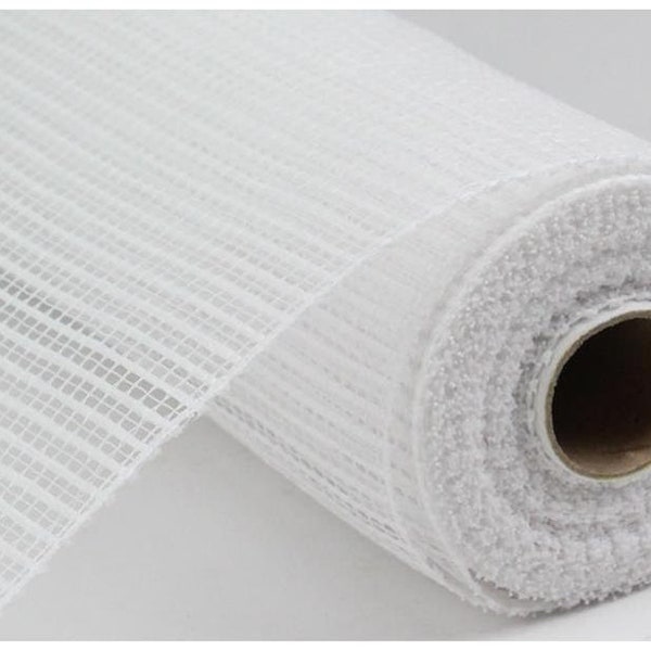 White deco mesh, 10" x 10yd Horizontal Wide Stripe Mesh.