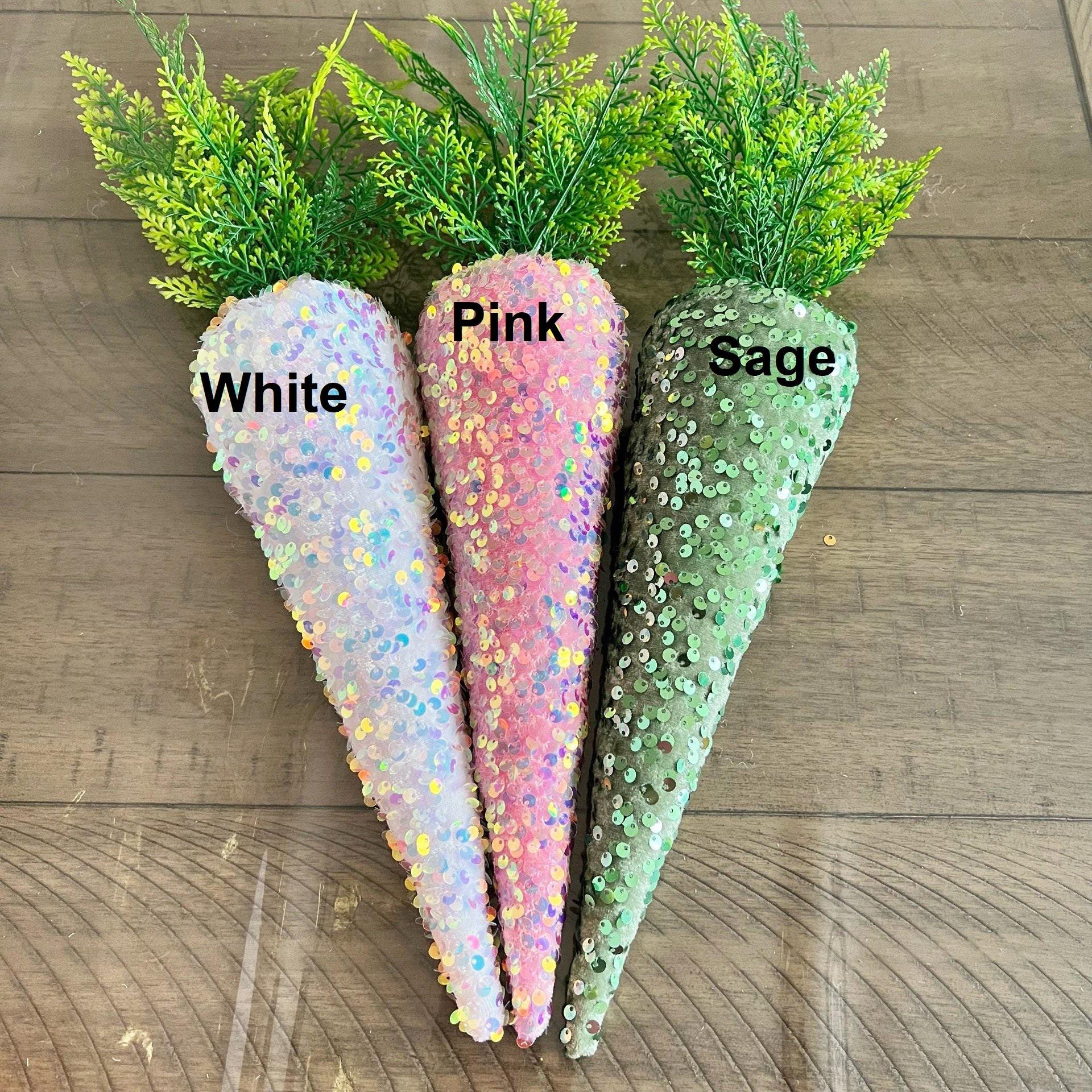 Velvet carrots, Sequin carrots, Easter decor, wreath attachment.
