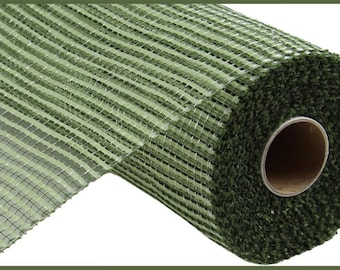 Sage deco mesh, 10" x 10yd Horizontal Wide Stripe Mesh. Sage green.