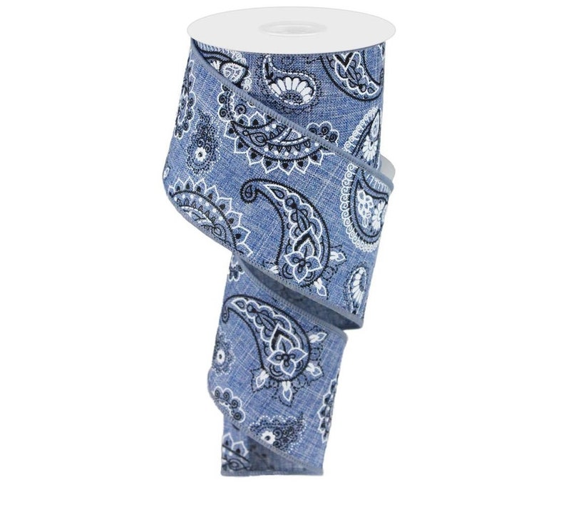 Wired denim bandana ribbon 2.5X10yd Canvas Etsy