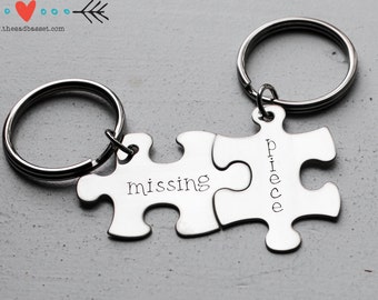 Personalized Puzzle Piece Keychain Set | Yours & Mine Keychains | Couples Keychains | Gifts for Her | Gifts for Him | Couples Jewelry | BFF