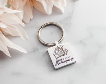 Books Are My Love Language Keychain | Bookish Jewelry | Reader Gift | Book Keychain | BookTok | Bookstagram | Funny Reader Gift | Bookish