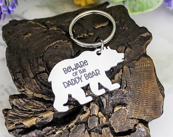 Daddy Bear Keychain | Beware of the Daddy Bear Keychain | Pregnancy Announcement | Bear Gift | Father's Day | Gift From Kids | Daddy Bear