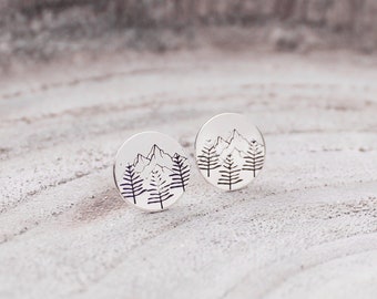 Mountain Earrings | Sterling Silver Jewelry | Forest Earrings | Dainty Post Earrings | Minimalist Jewelry | Mountain Stud Post Earring