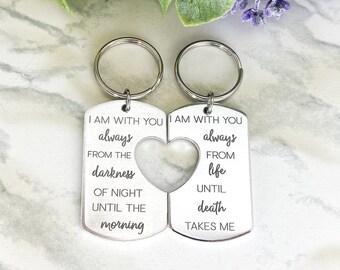 Always Song Lyric Engraved Dog Tag Set | Couples Key Chain Set | Aluminum Keychain Set | Couples Jewelry | Best Friends | Boyfriend Gift