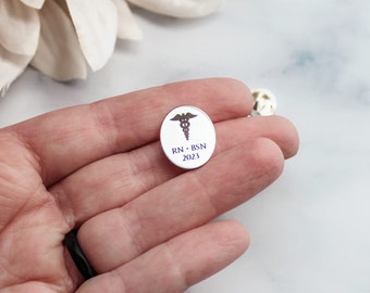 Nurse Pin + RN, LPN Gift + Nurse Graduation Gift + Nursing School Graduate + Pinning Ceremony + Personalized Nursing Credentials Pin