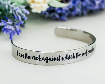 Nothing Can Break Me Cuff Bracelet, Bookish Jewelry, ACOSF Quote Bracelet, Sarah J. Maas, ACOTAR Jewelry, Inspirational Quote Jewelry