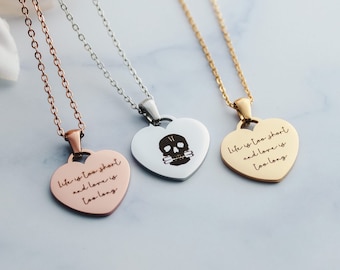 Nona The Ninth | Life Is Too Short and Love Is Too Long Heart Pendant | Bookish Jewelry | Cam and Palamedes | Sixth House | The Locked Tomb