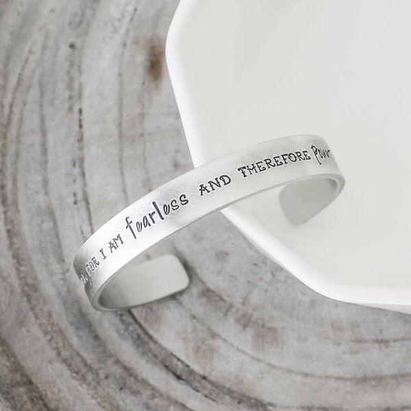 Beware For I Am Fearless & Therefore Powerful Mary Shelley Frankenstein Quote Bracelet, Literature Jewelry, Empowerment Jewelry, Inspiration