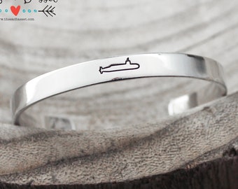 Hand Stamped Submarine Cuff Bracelet | Military Jewelry Gift