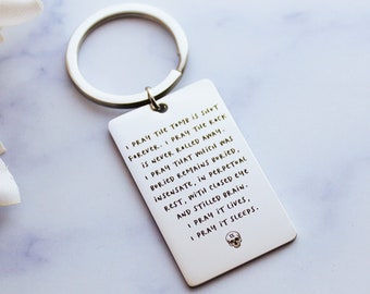 The Locked Tomb Prayer Keychain | Bookish Jewelry | Gideon The Ninth | Harrowhark | Book Quote Key Chain | BookTok | I Pray The Tomb