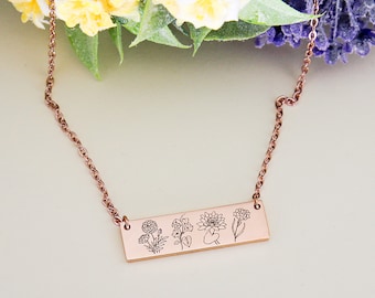 Birth Flower Necklace, Unique Birthstone Jewelry, Birth Month Necklace, New Mom Jewelry, Mother's Day Necklace, Flower Pendant