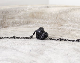 Cremation Urn Necklace | Urn Jewelry | Ash Urn Necklace | Memorial Jewelry | Dainty Cremains Urn, Angel Wing Heart Urn Necklace, Black Steel