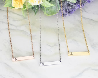 Personalized Bar Necklace | Nameplate Necklace | Name Necklace | Anchor Necklace | Nautical | USN | Navy Wife | Sailor Jewelry | Military