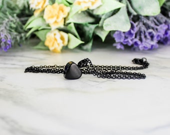 Black Cremation Urn Necklace | Custom Urn Jewelry | Ash Urn Necklace | Memorial Jewelry | Dainty Simple Necklace | Gunmetal Black Heart Urn