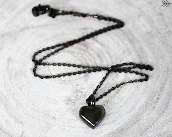 Black Cremation Urn Necklace | Urn Jewelry | Ash Urn Necklace | Memorial Jewelry | Heart Urn Necklace | Dainty Discreet Urn | Gunmetal Urn