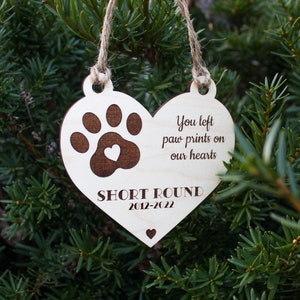 Personalized Christmas Ornament, Wood Ornament, Pet Memorial, Christmas Decoration, Pet Ornament, Paw Print, Holiday Decor, Holiday Ornament