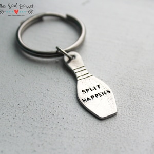 Split Happens Bowling Pin Keychain | Bowling Gifts | Bowler, Bowling League, Gifts for Dad | Bowling Alley | 7 10 Split | Novelty Gift