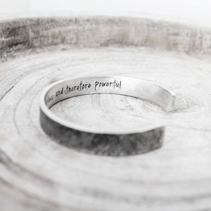 For I Am Fearless Secret Message Cuff Mary Shelley Frankenstein Quote Bracelet Literature Jewelry Empowerment Jewelry Inspiration image 4
