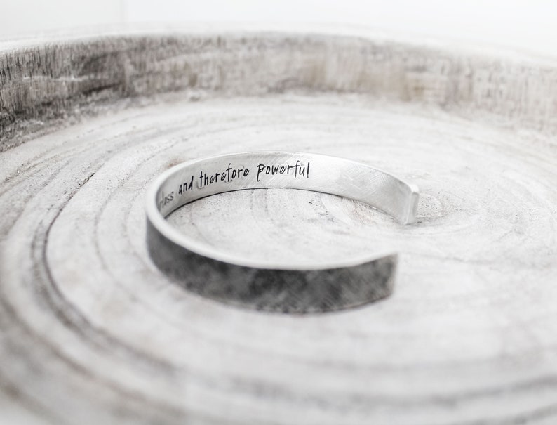 For I Am Fearless Secret Message Cuff Mary Shelley Frankenstein Quote Bracelet Literature Jewelry Empowerment Jewelry Inspiration image 4