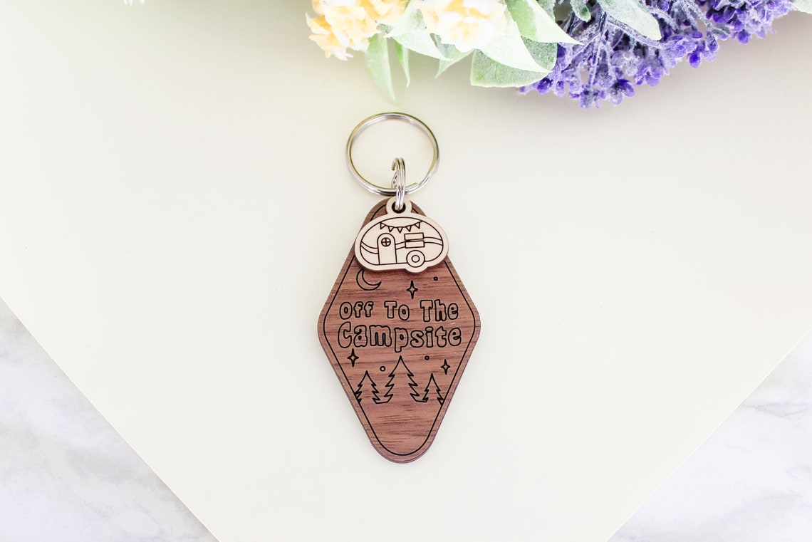 Camping Keychain off to the Campsite Camper Keychain Etsy