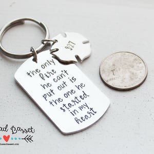 Firefighter Keychain, First Responder Gift, The Only Fire He Can't Put Out Is The One He Started In My Heart®, Personalized Fireman Gift image 2