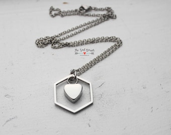 Hexagon Cremation Urn Necklace | Urn Jewelry | Ash Urn Necklace | Memorial Jewelry | In Loving Memory | Steel Hexagon Necklace | Pet Urn