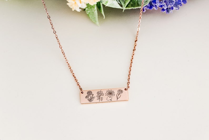 Birth Flower Necklace, Unique Birthstone Jewelry, Birth Month Necklace, New Mom Jewelry, Mother's Day Necklace, Flower Pendant image 3