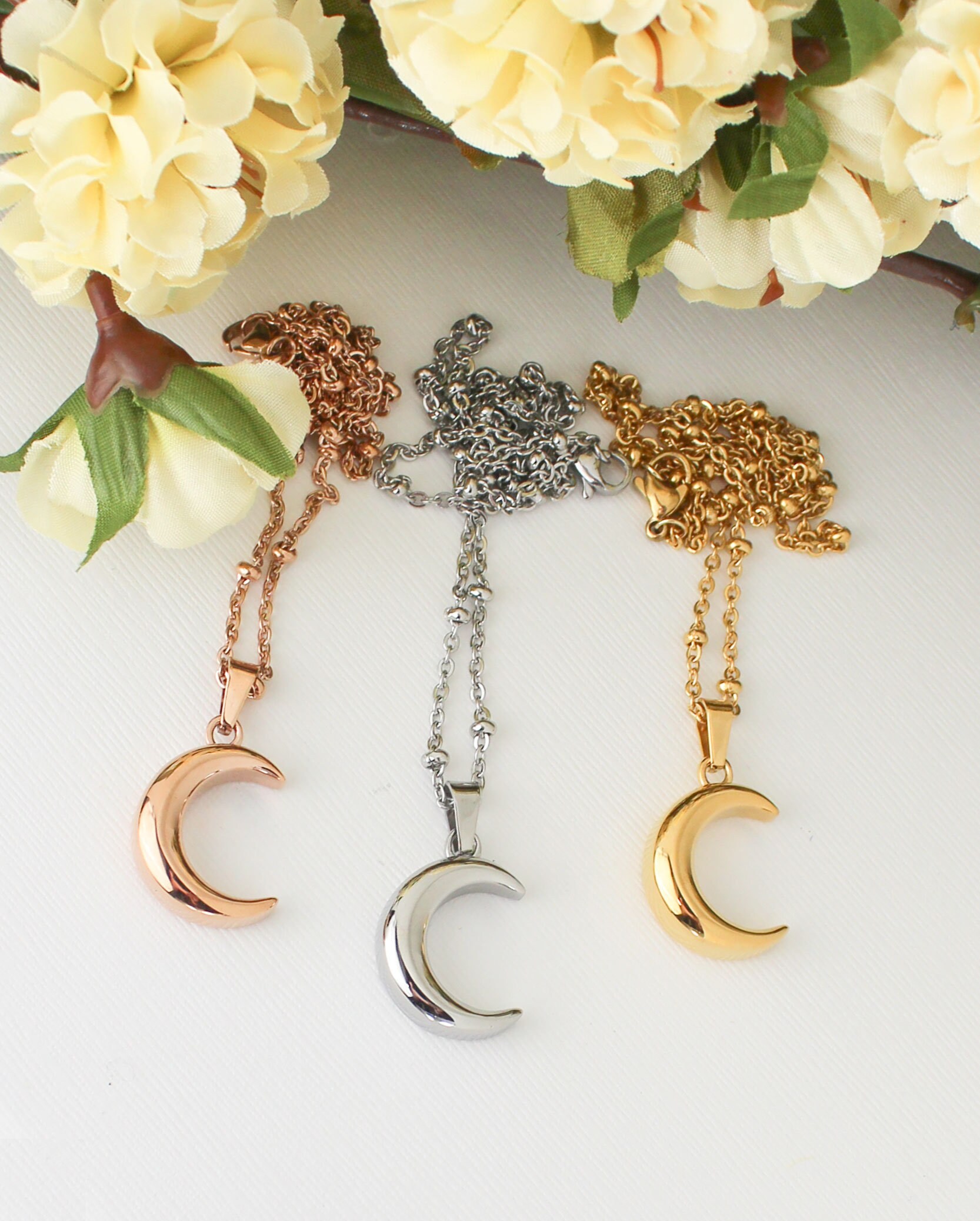 Crescent Moon Urn Necklace | Cremation Dust Pendant | Moon Cremains J…