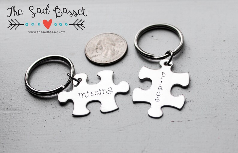 Personalized Puzzle Piece Keychain Set Yours & Mine Etsy