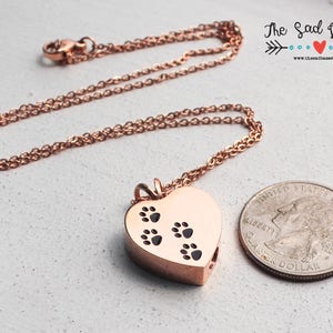 Personalized Pet Cremation Urn Pendant Rose Gold Paw Print Cremation Jewelry Cremation Urn Necklace Memorial, Pet, Jewelry for Ashes image 3