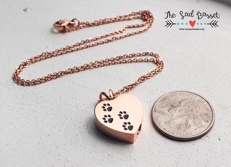 Personalized Pet Cremation Urn Pendant Rose Gold Paw Print Cremation Jewelry Cremation Urn Necklace Memorial, Pet, Jewelry for Ashes image 3