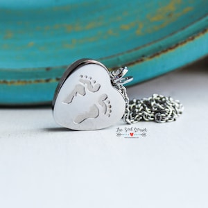 Personalized Cremation Urn Pendant | Hand Stamped Cremation Jewelry | Ash Urn Necklace | Memorial Jewelry | In Loving Memory | Baby Feet