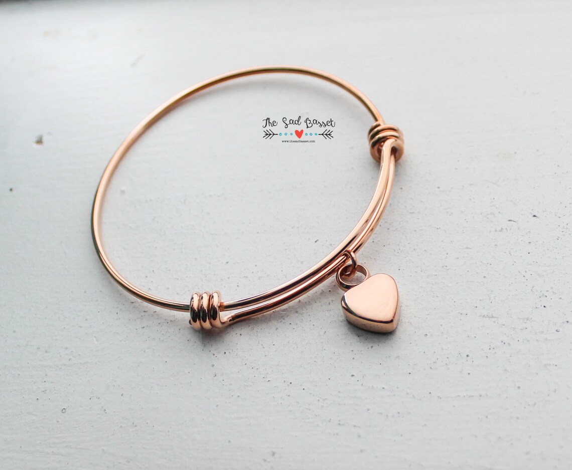 Rose Gold Plated Stainless Steel Adjustable Bangle Bracelet Etsy
