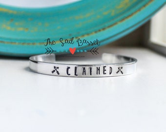 CLAIMED Hand Stamped Skinny Cuff Bracelet | Geeky Jewelry | Hand Stamped Jewelry | Zombie Jewelry | TWD Bracelet | Arrow Cuff | Apocalypse