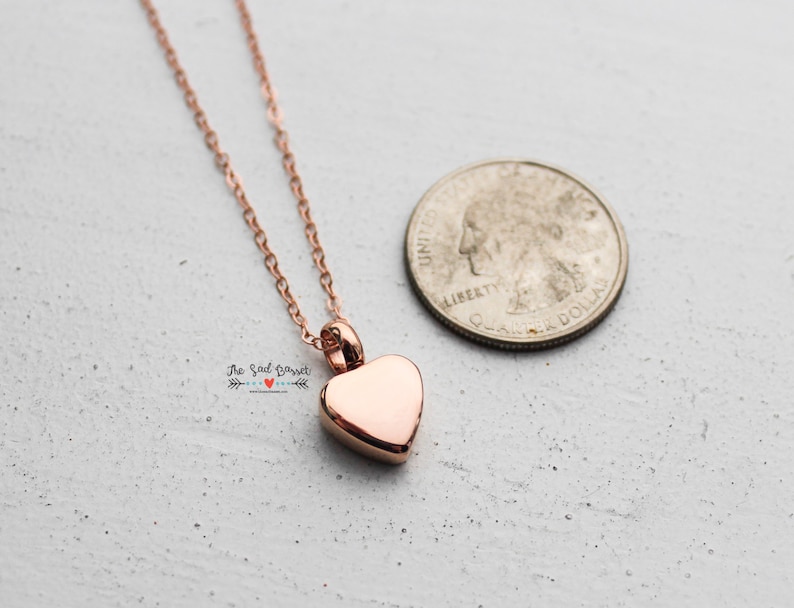 Rose Gold Cremation Urn Necklace Urn Jewelry Ash Urn Necklace Memorial Jewelry Heart Urn Necklace Dainty Discreet Urn Pink Gold image 3