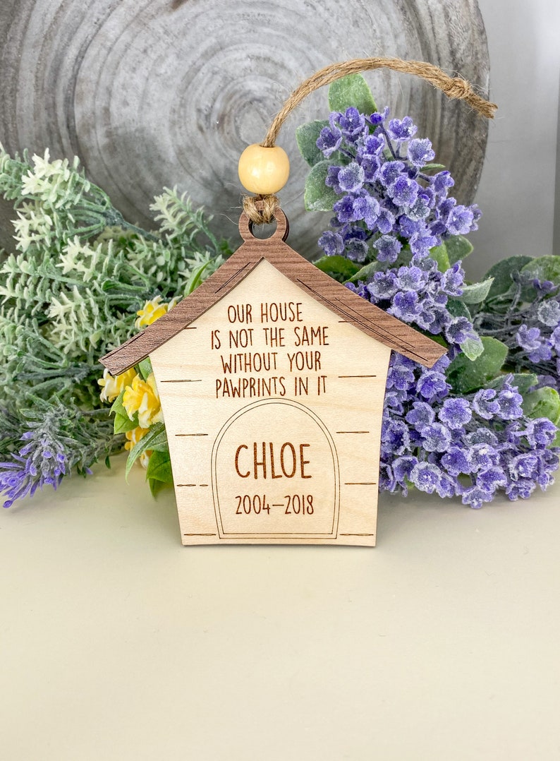 Dog Memorial Christmas Ornament, Dog House Ornament, Engraved Wood Ornament, Tree Ornament, Holiday Gift image 8