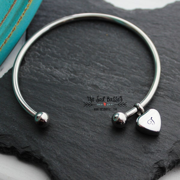 Personalized Cremation Urn Bangle | Heart Charm Cremation Jewelry | Cremation Urn Bracelet | Memorial Jewelry | Memorial Urn Bangle | Pet