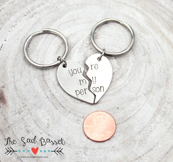 split heart keychain