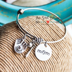 Adjustable Stainless Steel Baseball / Softball Mom Bangle Bracelet | Baseball Jewelry | Custom Bangle Bracelet | Sports Mom, Mother's Day
