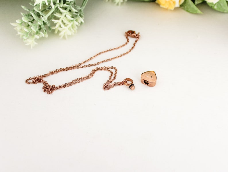 Rose Gold Cremation Urn Necklace Urn Jewelry Ash Urn Necklace Memorial Jewelry Heart Urn Necklace Dainty Discreet Urn Pink Gold image 6