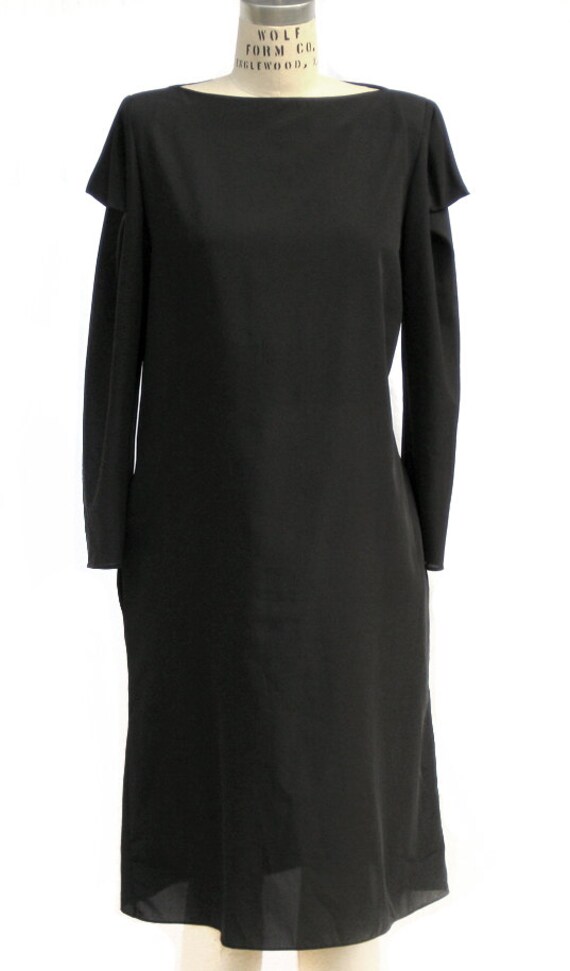 Items similar to Black Interesting Dropped Pointed Shoulder Dress. on Etsy