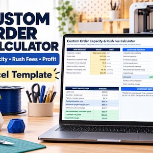 Custom Order Capacity & Rush Fee Calculator, Etsy Seller Planner (Excel Template)